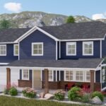 Plan 288-0228 Front view with porch and gable roof design
