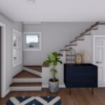 Plan 288-0228 interior view of entryway with stairs and storage unit