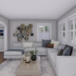 Plan 288-0228 interior view of a modern living room with sectional sofa