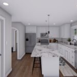 Plan 288-0228 kitchen with large island and modern cabinetry