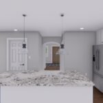 Plan 288-0228 kitchen with island and pendant lighting