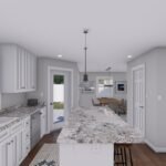 Plan 288-0228 kitchen with island and dining area in open layout