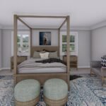 Plan 288-0228 primary bedroom with four-poster bed and seating area