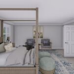 Plan 288-0228 primary bedroom with four-poster bed and seating area