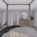 Plan 288-0228 primary bedroom with four-poster bed and large windows