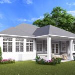 Plan 288-0176 Front view with a covered porch and gable roof