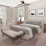 Plan 288-0176 primary bedroom with large windows and modern furnishings