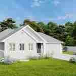 Plan 288-0110 Front view with stone accents and garage, basketball hoop