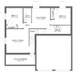 Plan 288-0223 upper level floor plan with family room and two bedrooms