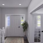 Plan 288-0223 interior view of entryway with staircase and office space