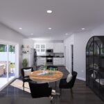 Plan 288-0223 interior view of a modern kitchen and dining area