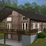 Plan 288-0224 Front view of a rustic log home with a covered porch