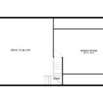 Plan 288-0224 bonus room layout with open to below and stair access