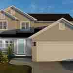 Plan 288-0128 Front view with gable roof and attached garage