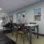 Plan 288-0128 dining area with table, chairs, and large windows