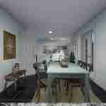 Plan 288-0128 dining room with light blue walls and large windows