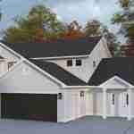 Plan 288-0129 Front view of a modern home with a two-car garage