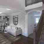 Plan 288-0129 interior view of living room with built-in shelves