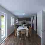 Plan 288-0129 interior view of a kitchen and dining area with table