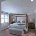 Plan 288-0129 primary bedroom with four-poster bed and large windows