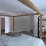 Plan 288-0129 primary bedroom with canopy bed and large mirror