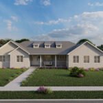 Plan 288-0252 Front view of a single-story home with gable roof and porch