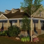 Plan 288-0253 front right view with porch and gable roof design