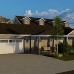 Plan 288-0253 Front view with gable roof and covered porch