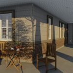 Plan 288-0253 front porch with seating and brick accents