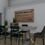 Plan 288-0253 dining room with large table and sliding glass doors