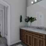 Plan 288-0253 primary bathroom with double vanity and large mirror
