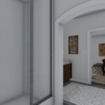 Plan 288-0253 interior view of bathroom and adjoining bedroom