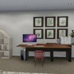 Plan 288-0253 interior view of a modern office with desk and shelving