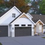 Plan 288-0255 Front view with gable roof and two-car garage
