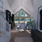 Plan 288-0255 interior view with vaulted ceiling and large windows