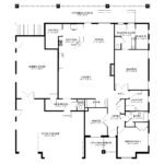 Plan 288-0256 main level floor plan with three car garage and covered porch