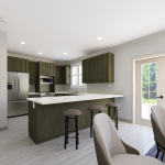 plan 288-0078 front left angle kitchen and dining rendering