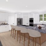 Plan 288-0189 kitchen with island seating and modern appliances