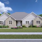 Plan 288-0259 Front view of a modern home with stone accents and