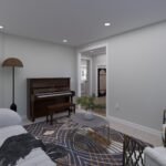 Plan 288-0191 interior view of a cozy living room with piano and seating