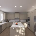 Plan 288-0191 kitchen with island and light-colored cabinetry