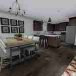 plan 288-0079 main level kitchen and dining rendering
