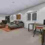 plan 288-0079 side view living area and office rendering