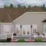 Plan 288-0118 front view with porch and multiple bay windows