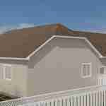 Plan 288-0118 Rear view of a single-story home with a gable roof