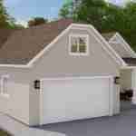 Plan 288-0118 Front view with gable roof and attached garage