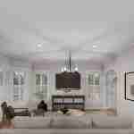 Plan 288-0118 living room with large windows and modern decor