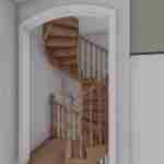 Plan 288-0118 interior view of a staircase with wooden railing