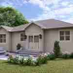 Plan 288-0084 Front view with porch and landscaped garden area