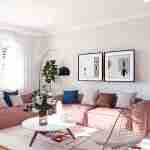 Plan 288-0084 interior view of a modern living room with a sectional sofa